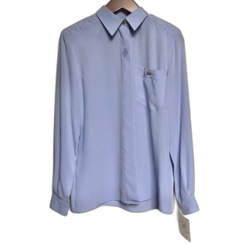 Basler Vintage Blue Button-Up Blouse NWT Size 4 Work Office Careerwear